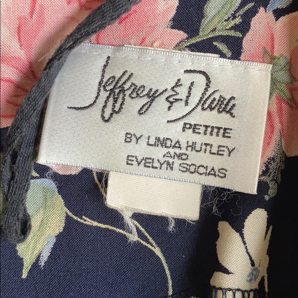 Vintage Jeffrey & Dara Wide Leg navy blue floral jumpsuit size 10 - Picture 15 of 16